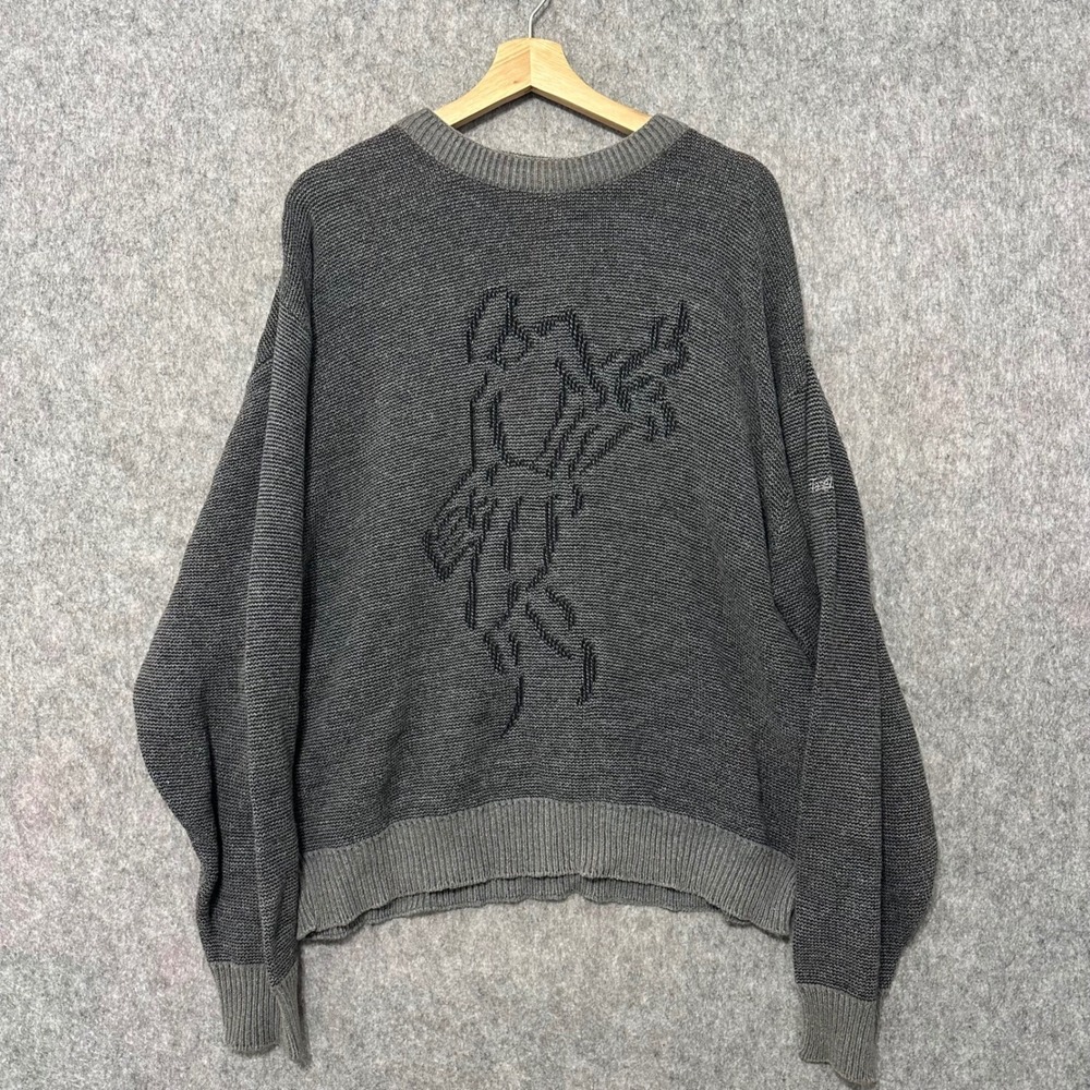 Ashworth Mens XL Gray Cotton Knit Golf Sweater Made in USA Vintage